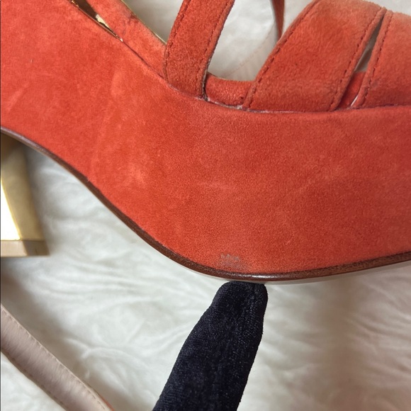 Miu Miu Women’s Strappy Orange Suede Slingback Platform Sandals Size 37 EU - Picture 14 of 17